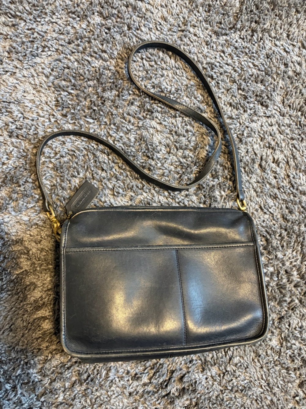 Coach Black Leather Shoulder Crossbody with Gold Hardware